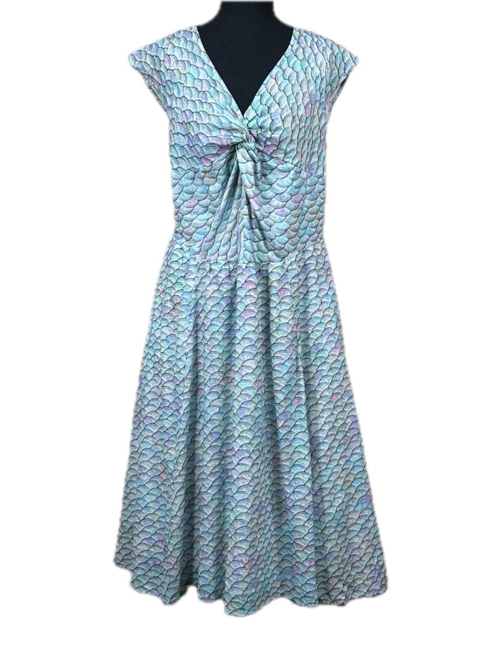 Zapelle Teal Purple Mermaid Twisted Knot Front V-neck Dress Size 2X